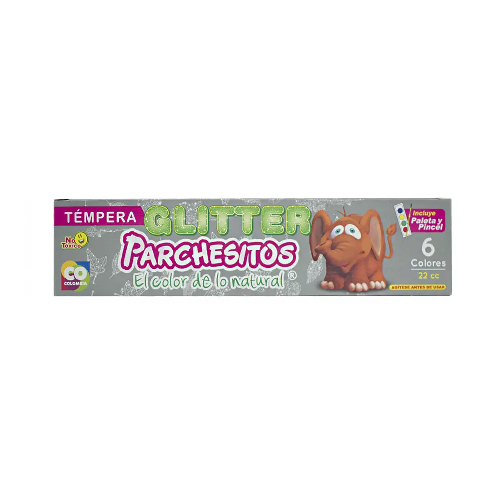 CAJA TEMPERA PARCHESITOS FLUORESCENTE X 6