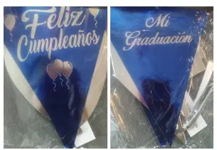 LETRERO BANDERIN METALIZADO FELIZ CUMPLEAÑOS /MI GRADO