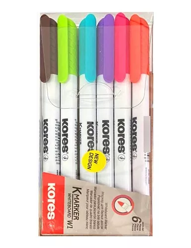 MARCADOR BORRABLE KORES X 6 DELGADO