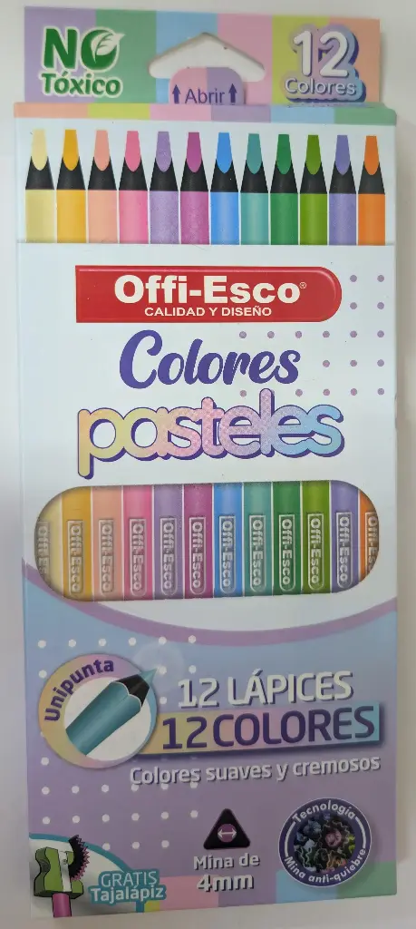COLORES PASTEL TRIANGULARES X12 OFFI-ESCO
