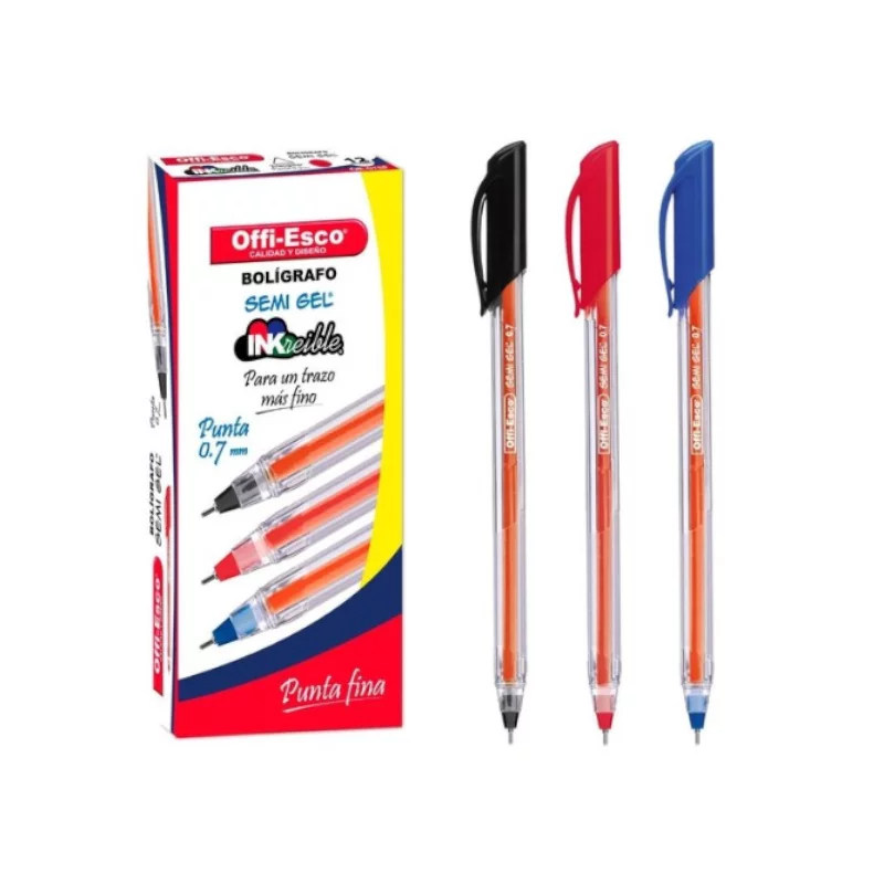 LAPICERO OFFI-ESCO CON TAPA 0.7 SEMIGEL OE-076F (NEGRO)