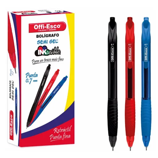 LAPICERO RETRACTIL OFFI-ESCO SEMI GEL 0.7 OE-050 (NEGRO)