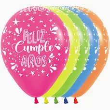 GLOBO SEMPERTEX FELIZ CUMPLEAÑOS X UNIDAD (NEON)