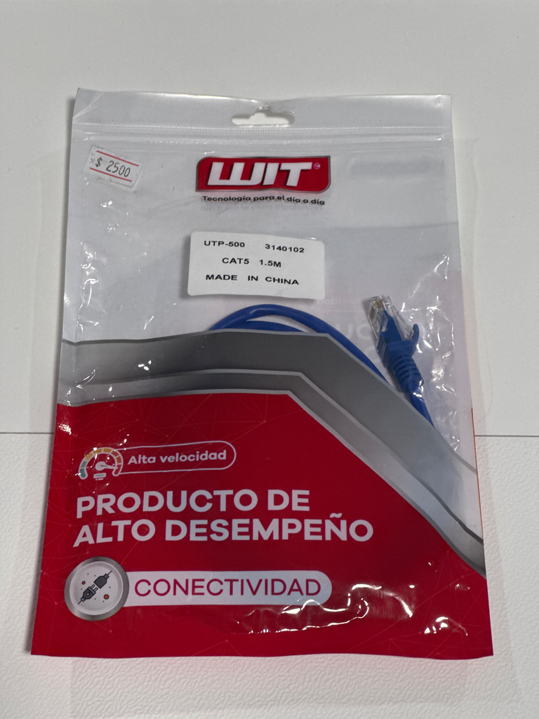 CABLE CAT5 INTERNET RJ45 RED 1.5 MTR