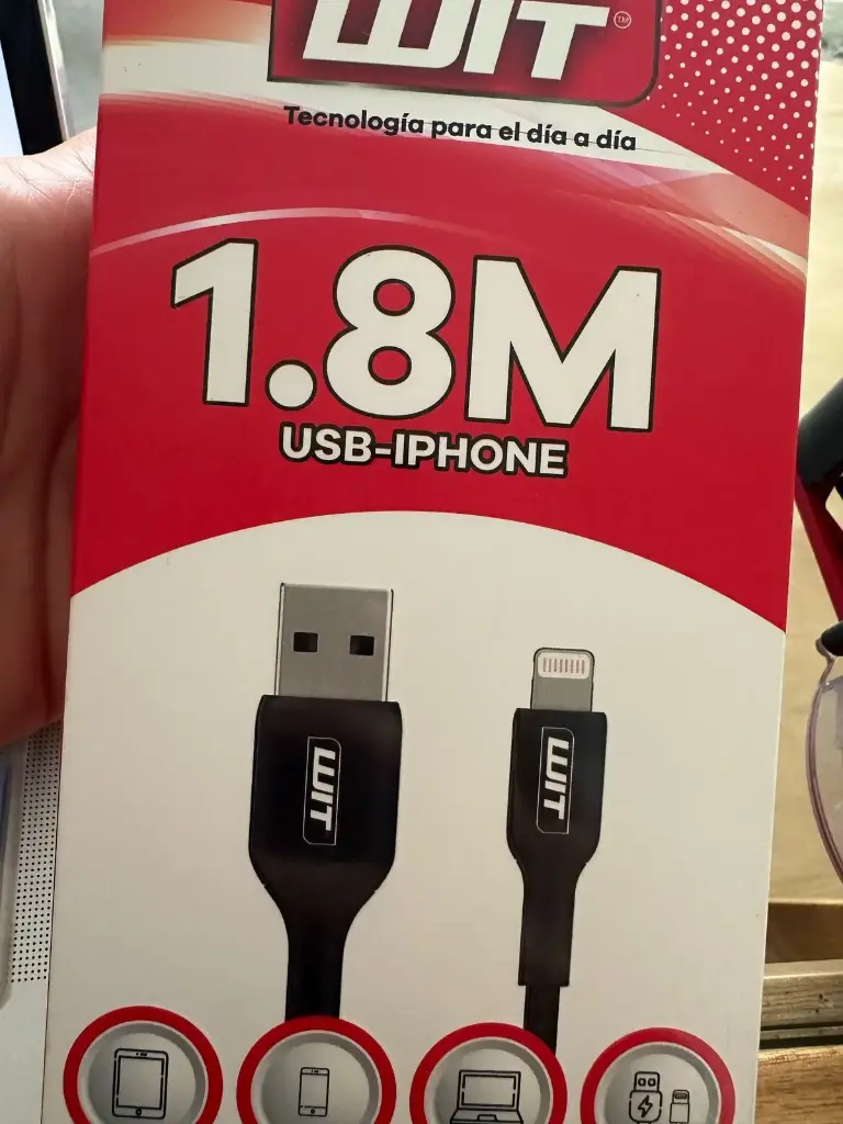 CABLE WIT 1.8 M USB-IPHONE
