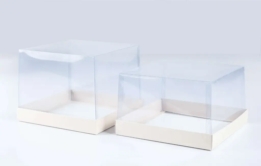 CAJA REGALO CUADRADA BASE CARTON TAPA ACETATO