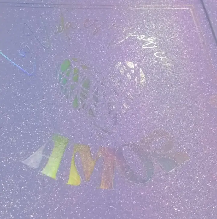 CAJA REGALO ESTAMPADA AMOR MIRELLADA LILA / AZUL