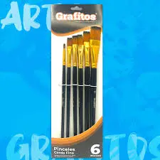 ESTUCHE PINCEL X6 MADERA BISELADO PASTEL GRAFITOS