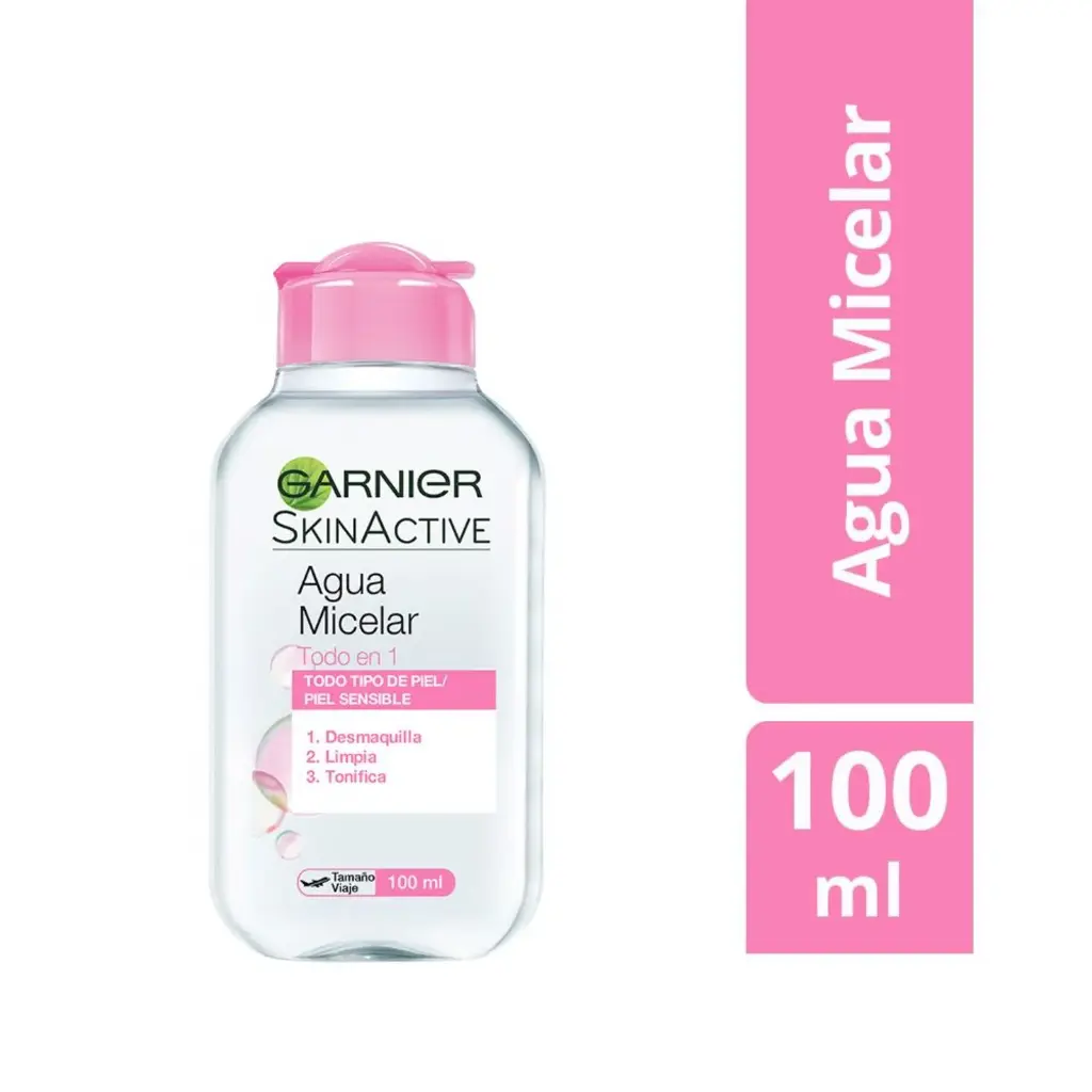 AGUA MICELAR GARNIER TODO EN 1 - DESMAQUILLADOR TAPA ROSA (400ML)