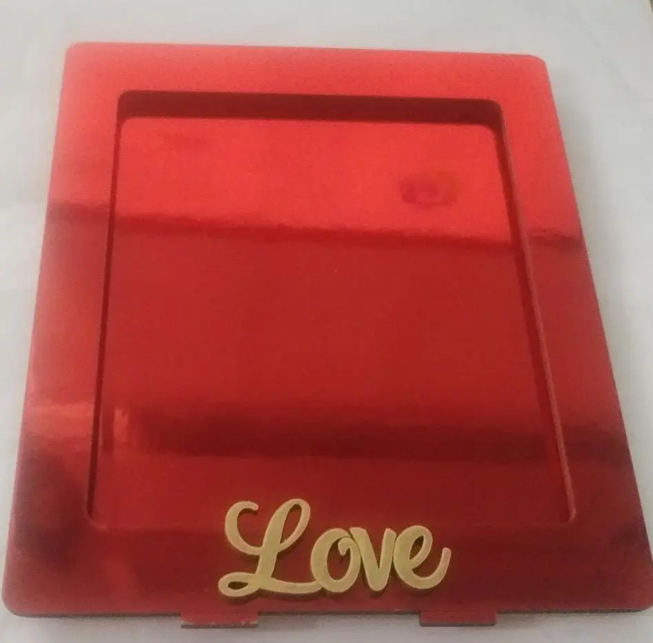 PORTARETRATO ACRILICO MADERA ROJO / DORADO