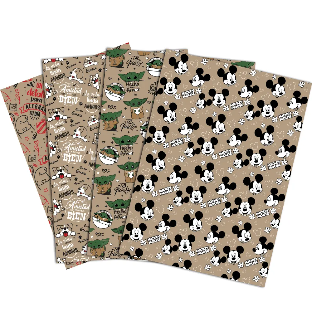 PAPEL REGALO FINO PRIMAVERA O KRAF ESTAMPADO 