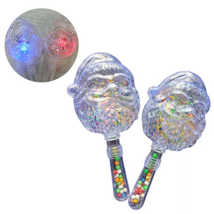 MARACA PAPA NOEL CON LUCES X 2 NAVIDAD  