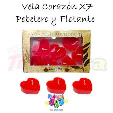 VELA CORAZÓN FLOTANTE PEBETERO X CAJA 5/7 UND CMF
