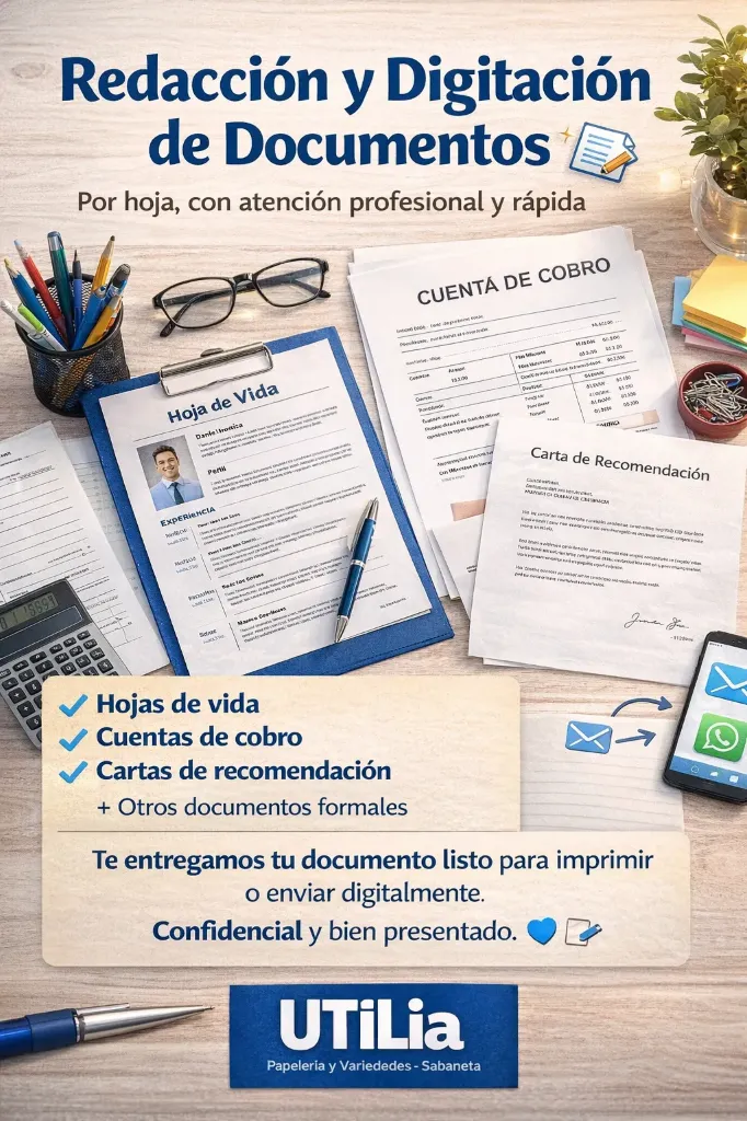 SERVICIO DE REDACCIÓN Y DIGITACIÓN DE DOCUMENTOS X HOJA