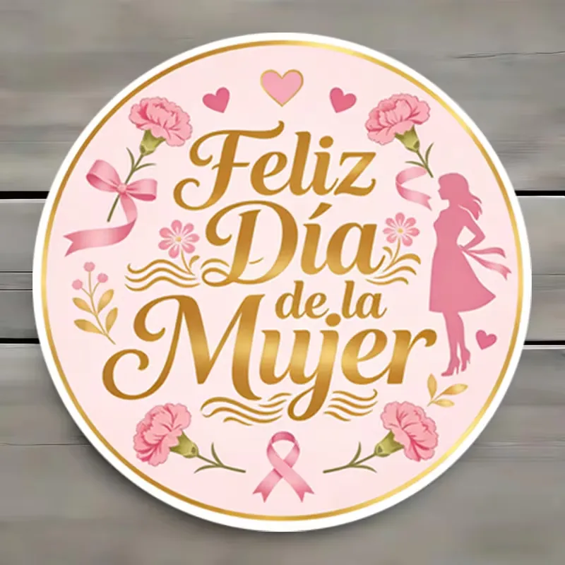 STICKER FELIZ DIA DE LA MUJER X UNIDAD