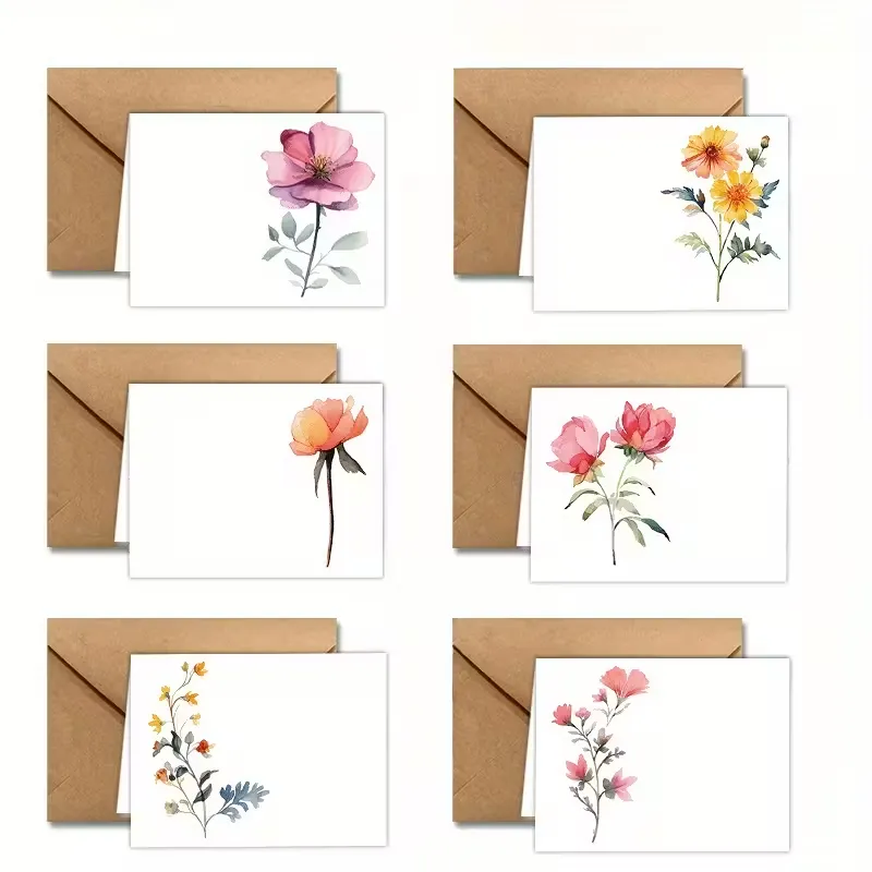 TARJETA FLORES ACUARELA CON SOBRE