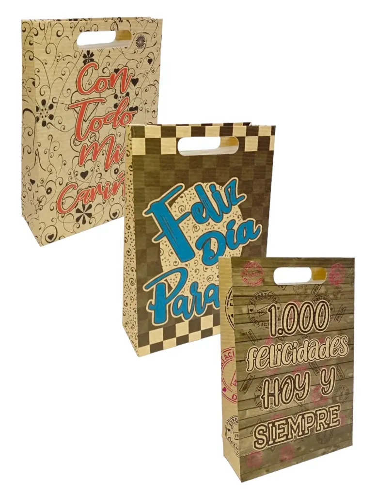 BOLSA REGALO CORRUGADA BICOLOR ESTAMPADA