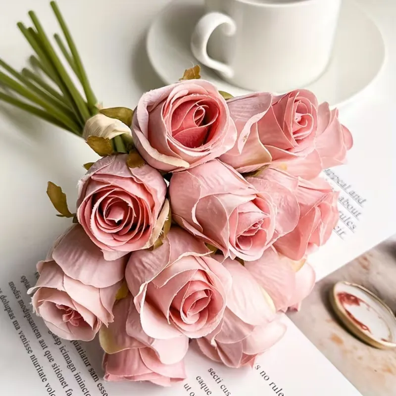 RAMO FLORES REALISTICAS ROSAS X 10