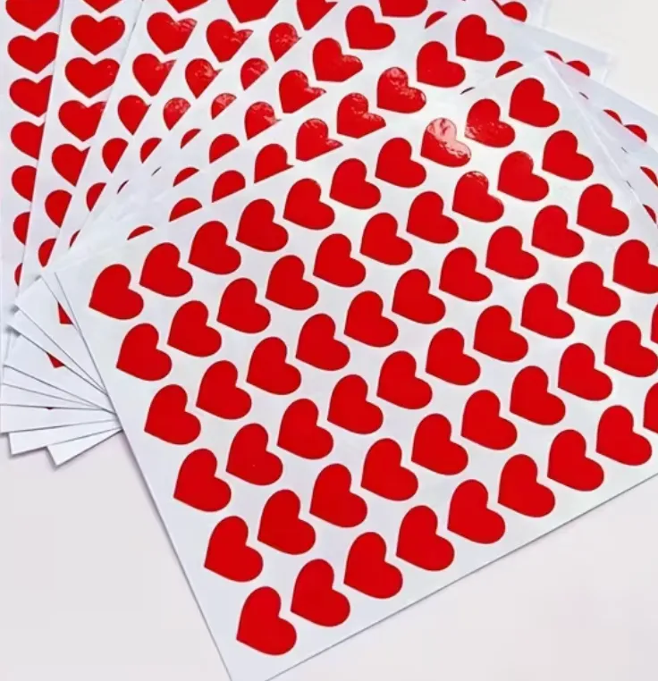 ROTULO CORAZON STICKER X HOJA 60 UNIDADES