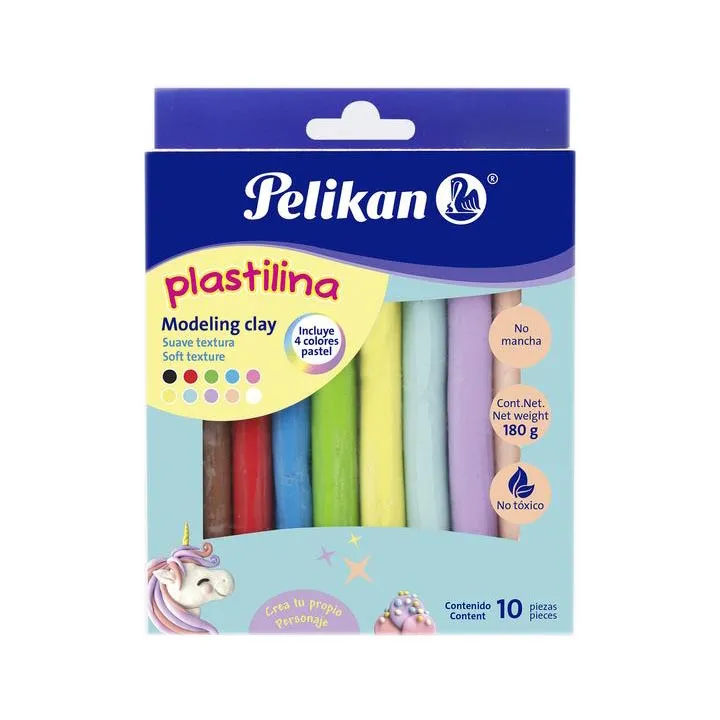 CAJA PLASTILINA PEKIKAN PASTEL X 10