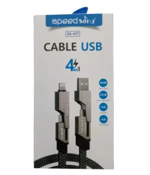 CABLE USB 4 EN 1 65W 1MT SPEEDSONG SG-437