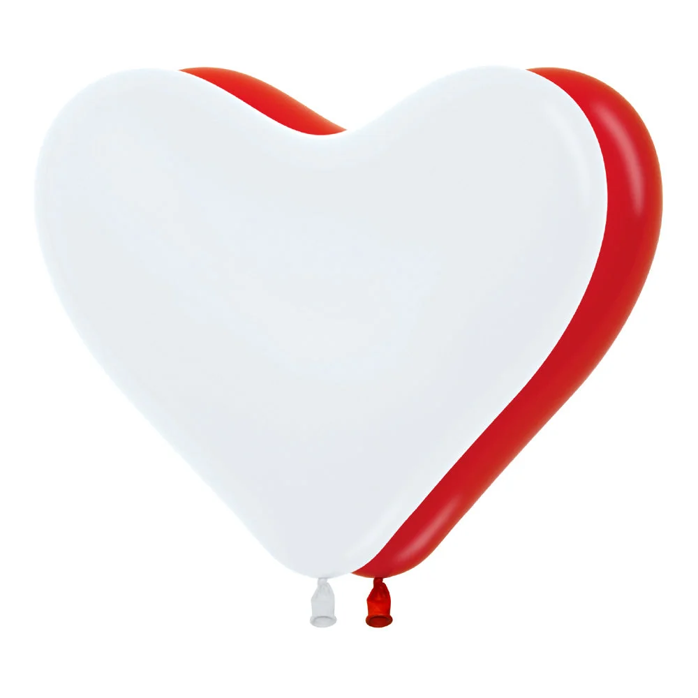 GLOBO SEMPERTEX CORAZON BLANCO O ROJO PLANO X UNIDAD