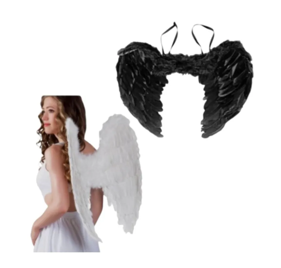 ALAS DE ANGEL GRANDE CON PLUMAS BLANCA Y NEGRA
