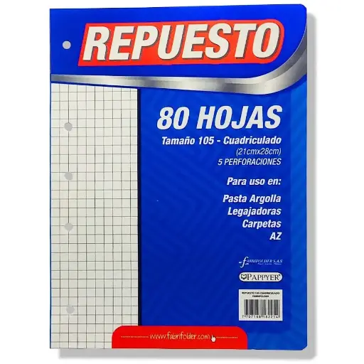 HOJA REPUESTO FOLDER RAYADA Y CUADRICULADA