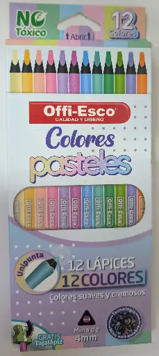 COLORES PASTEL TRIANGULARES X12 OFFI-ESCO
