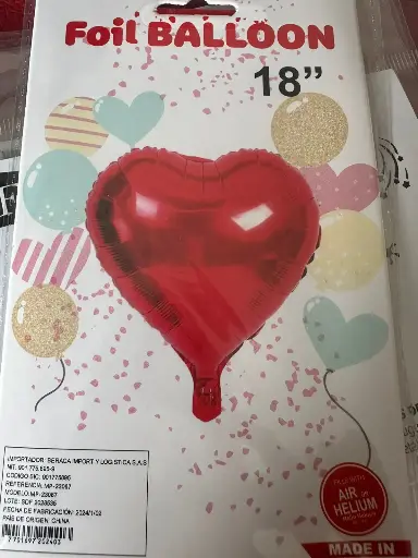 GLOBO METALIZADO CORAZÓN 24" - FOIL BALLOON 