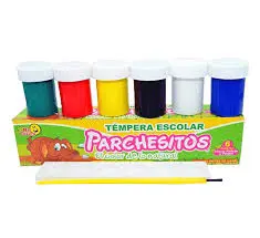 CAJA TEMPERA PARCHESITOS COLOR PLANO X120 CC