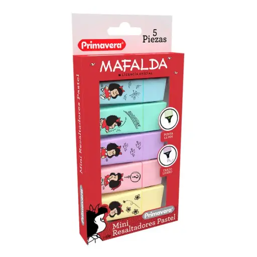 RESALTADOR MINI PRIMAVERA PASTEL X5 MAFALDA/STICH